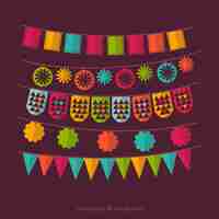 Free vector pack of colored garlands party in flat design