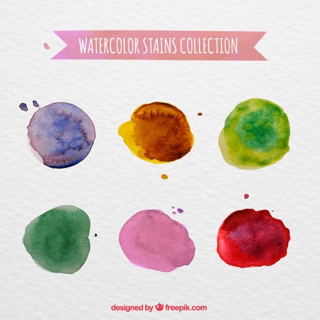 Free vector pack of colored watercolor stains