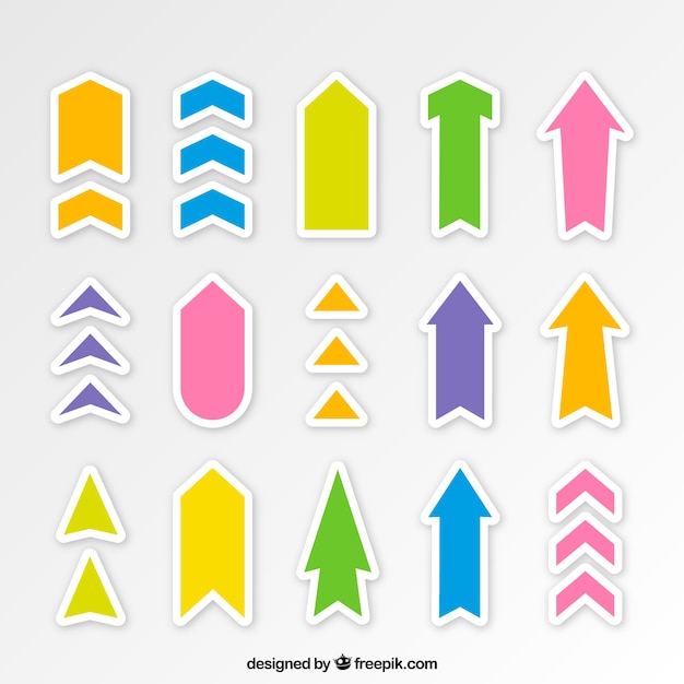 Free vector pack of colorful arrow stickers