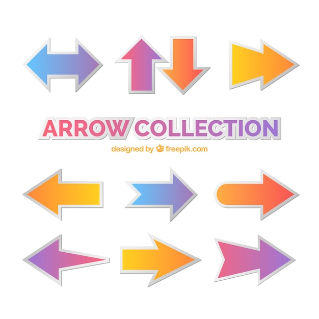 Pack of colorful arrow stickers