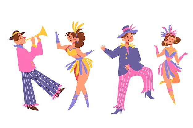 Free vector pack of colorful carnival dancers