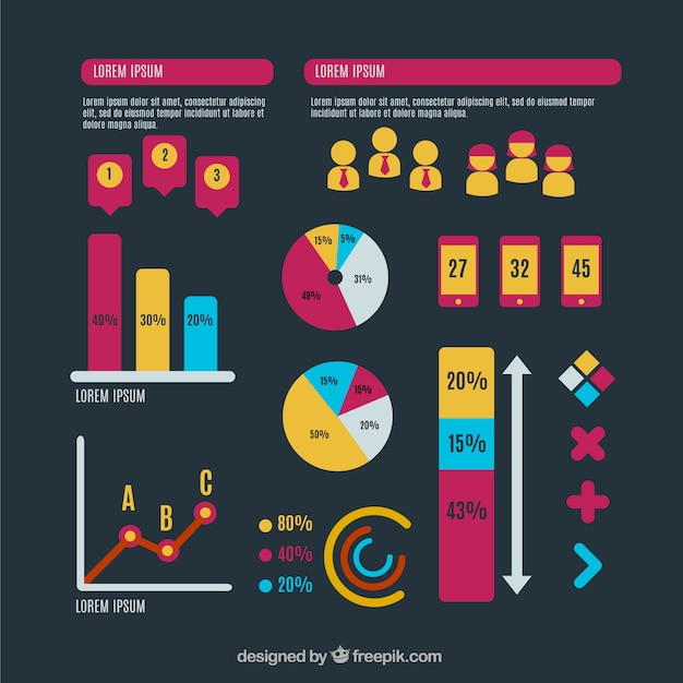 Free vector pack of colorful charts ready for infographics