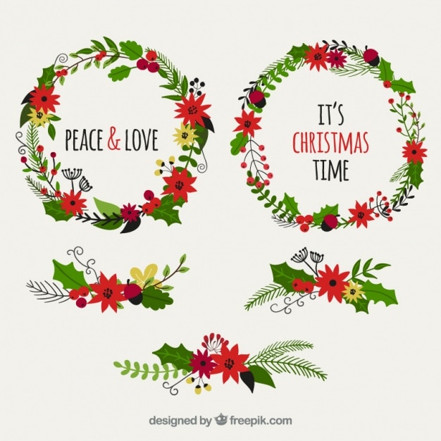 Free vector pack of colorful decoration for christmas