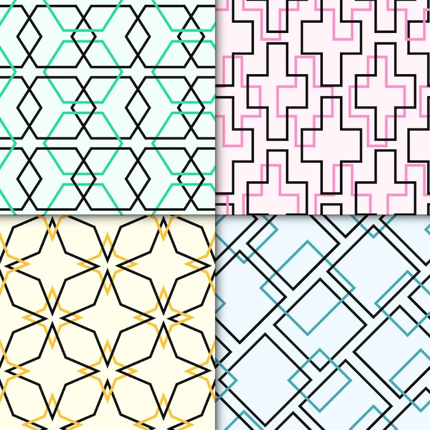 Pack of colorful geometric drawn patterns