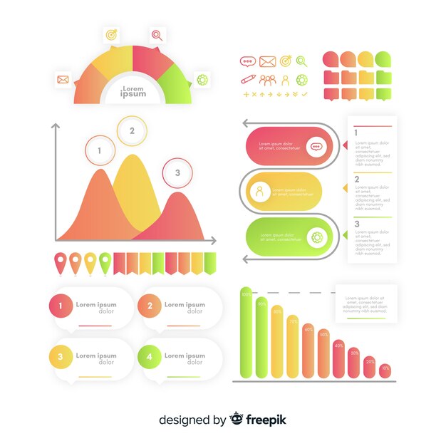 Пакет красочных инфографики плоский дизайн