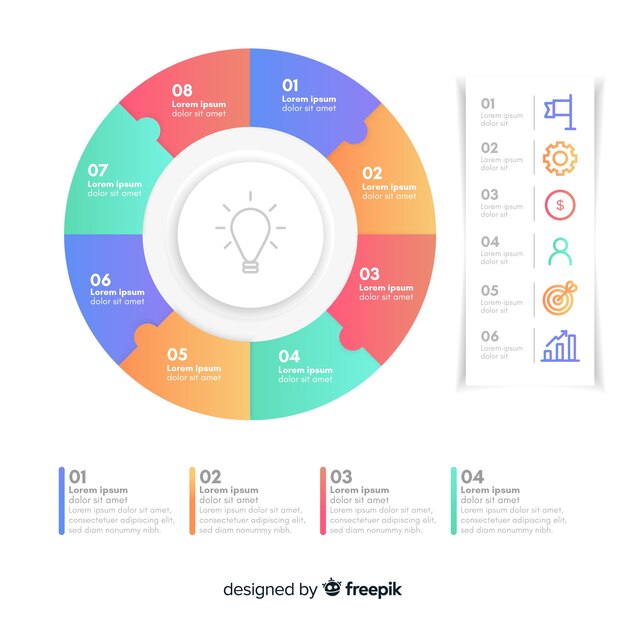 Pack of colorful infographic flat design