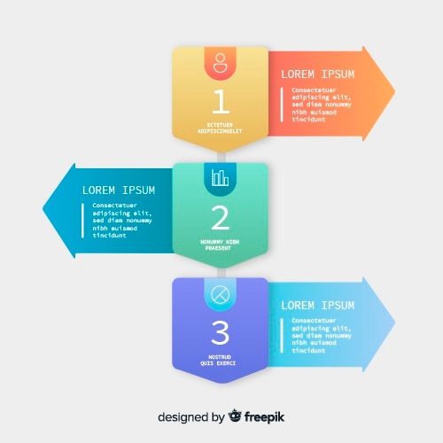 Пакет красочных инфографики шагов