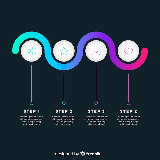 Vettore gratuito confezione di passaggi infografica colorati