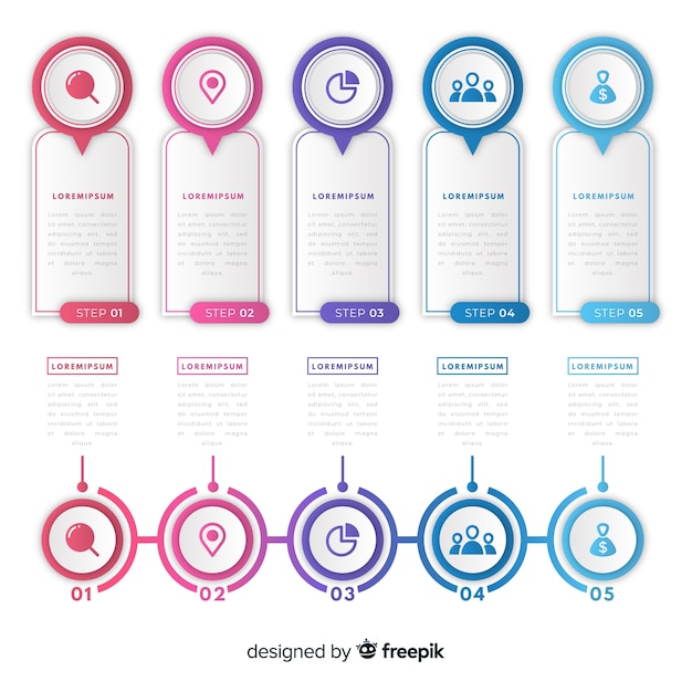 Free vector pack of colorful infographic steps