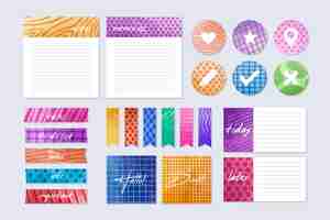 Free vector pack of colorful planning scrapbook elements