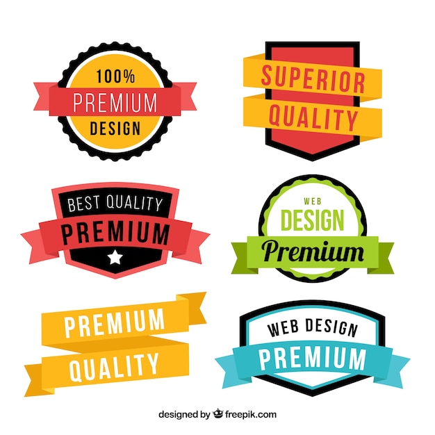 Pack of colorful premium badges