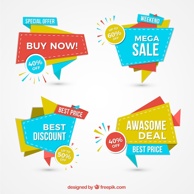 Pack of colorful sale banners