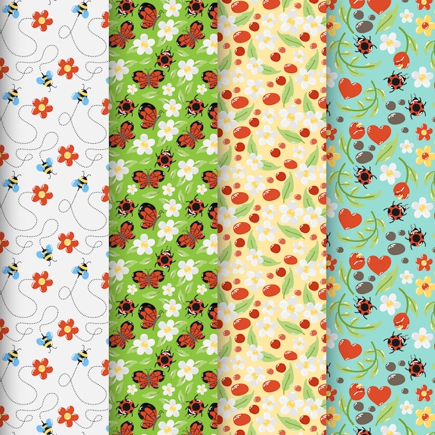 Free vector pack of colorful spring patterns