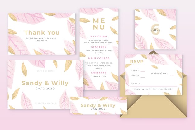 Pack of colorful wedding templates