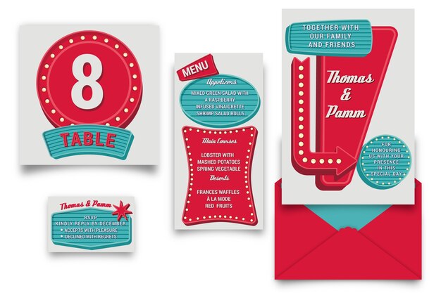 Pack of colorful wedding templates
