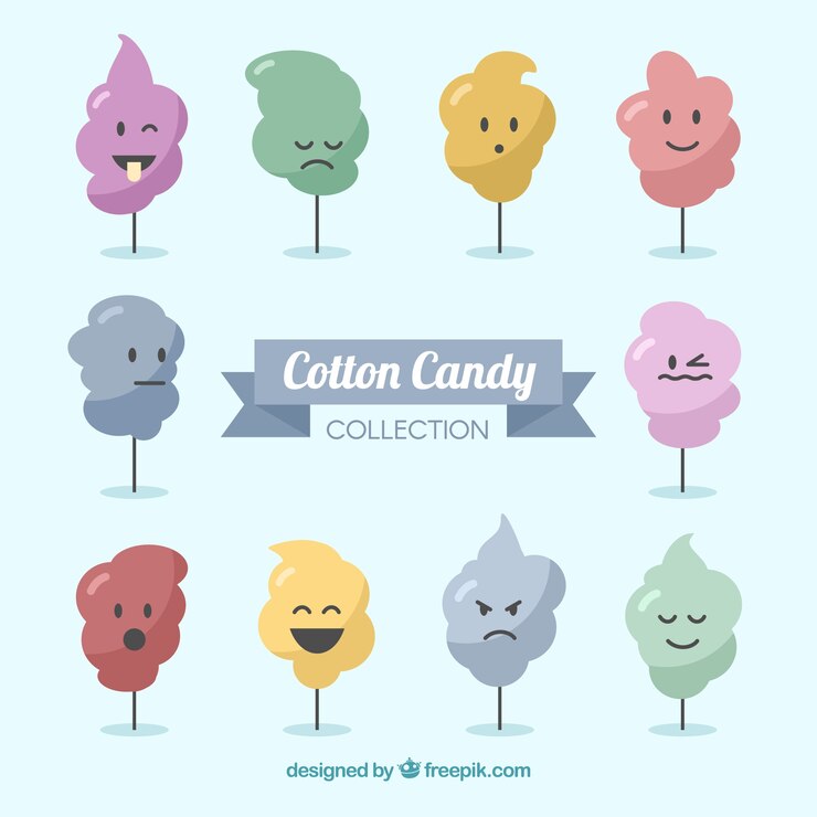 Free Vector pack of cotton candy with faces
