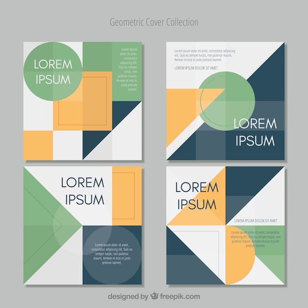 Free vector pack of covers with geometric shapes