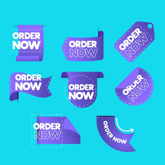 Free vector pack of creative order now stickers