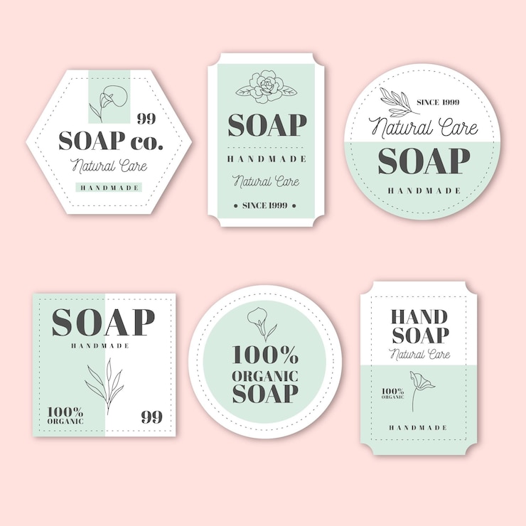 Free Vector pack of creative soap labels