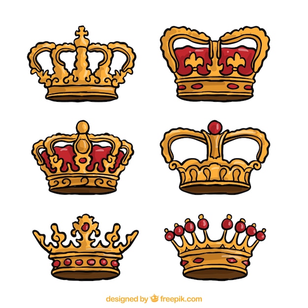 Free vector pack of crowns with red elements