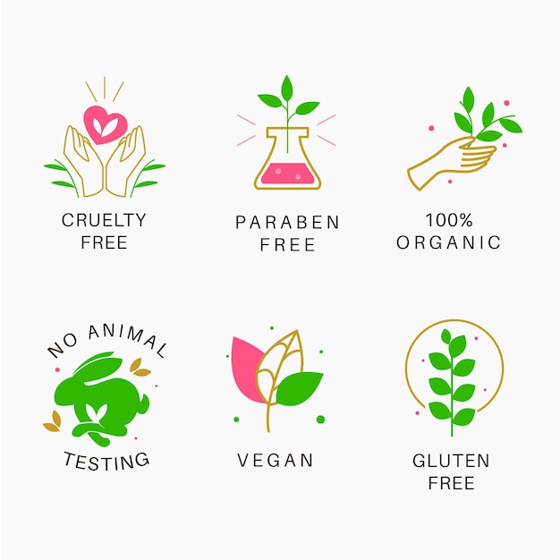 Free vector pack of cruelty free badges illustrated