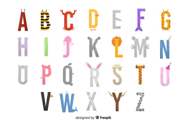 Pack of cute animal letters 