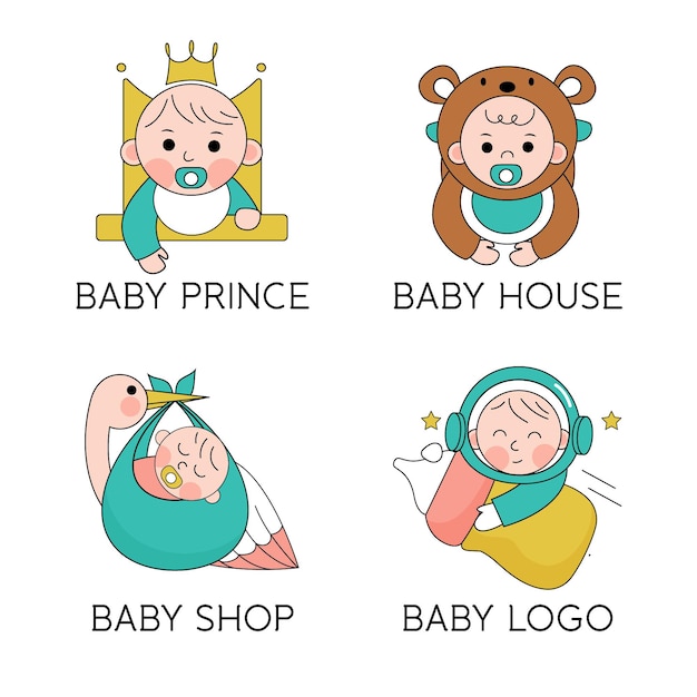 Free vector pack of cute baby logos