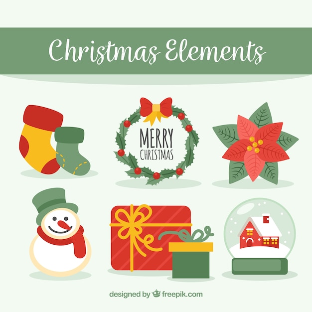 Free Vector pack of cute christmas elements