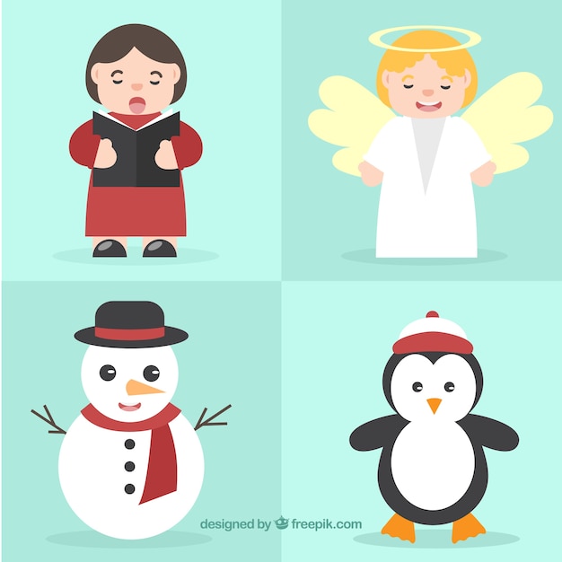 Pack of cute hand drawn christmas characters