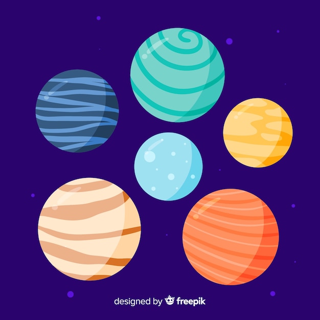 かわいい手描きの惑星のパック