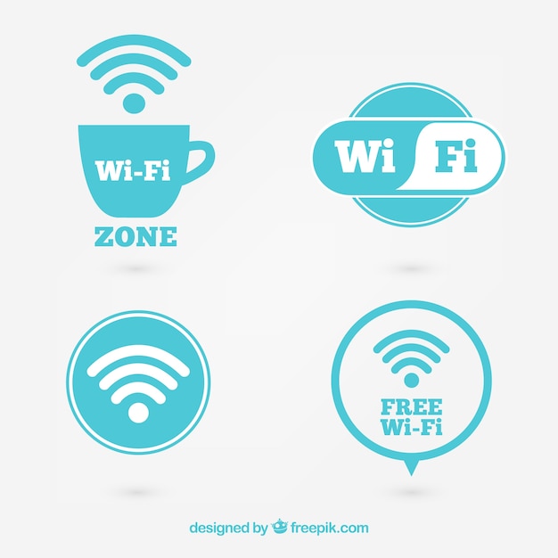 Free vector pack de labels of wifi zone