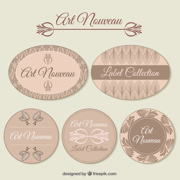 Free vector pack of decorative art nouveau badges