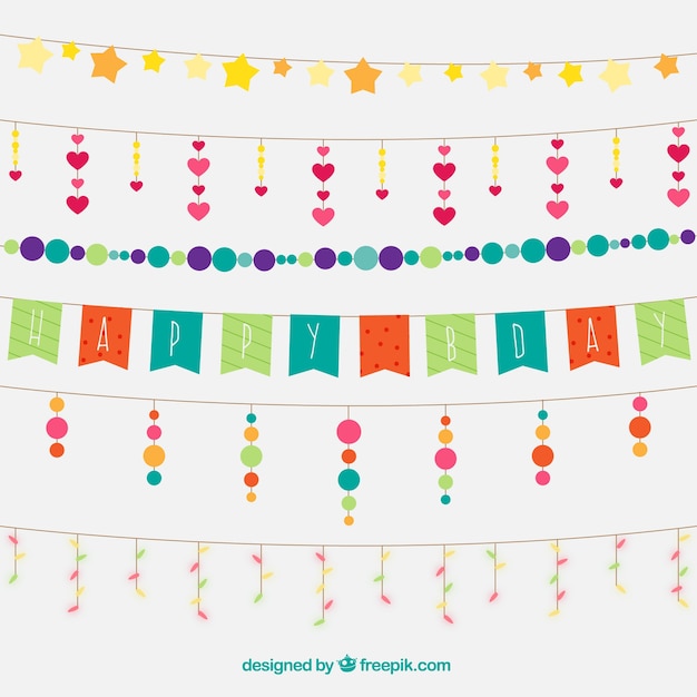 Free vector pack of decorative birthday garlands