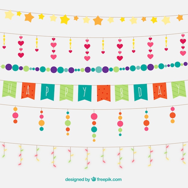 Pack of decorative birthday garlands