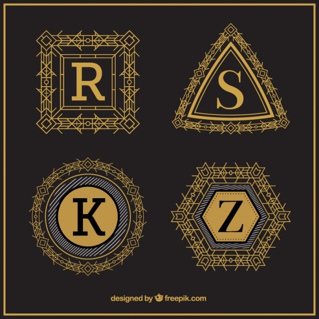 Free Vector pack of decorative capital letter logotypes