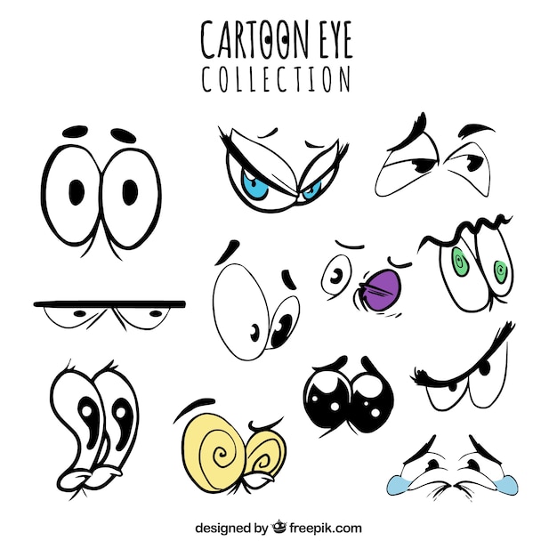 Vettore gratuito confezione da occhi decorativi cartone animato