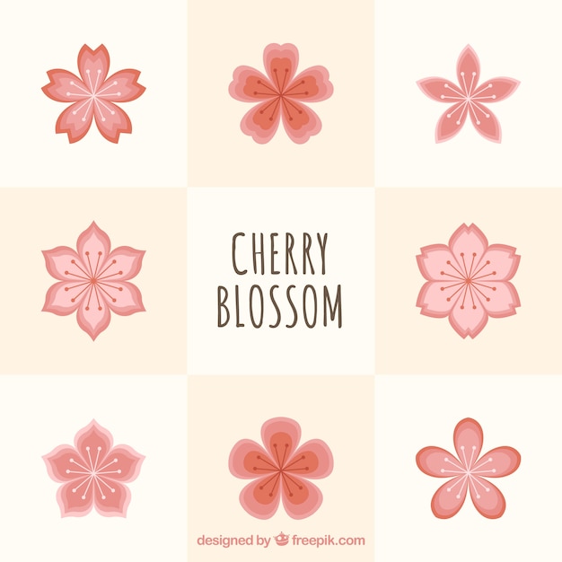 Free vector pack of decorative cherry blossoms