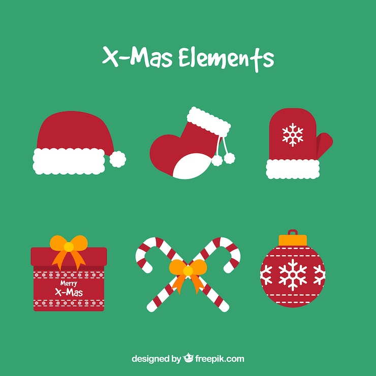 Free Vector pack of decorative christmas elements