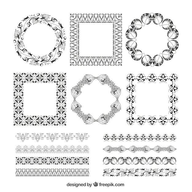 Free vector pack of decorative frames and borders