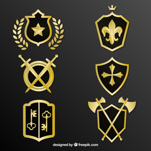 Pack of decorative golden shields