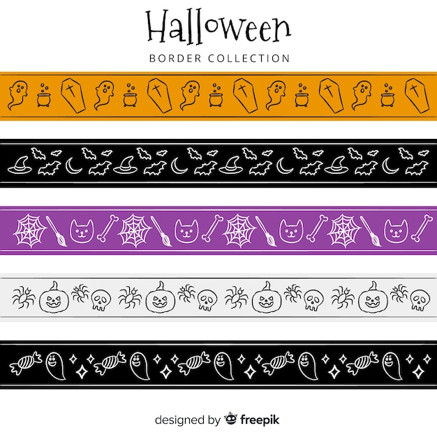 Confezione di bordi decorativi di halloween in design piatto