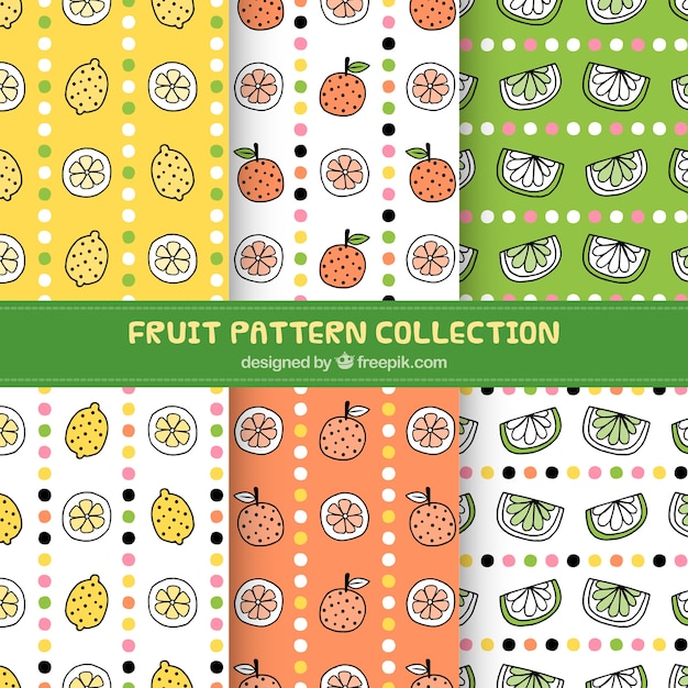 Pack of decorative hand-drawn fruit patterns