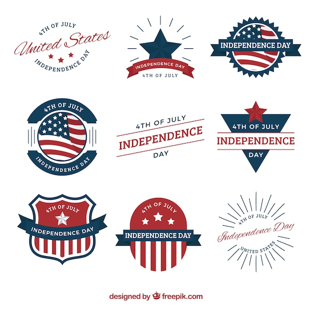 Pack of decorative independence day labels with great designs