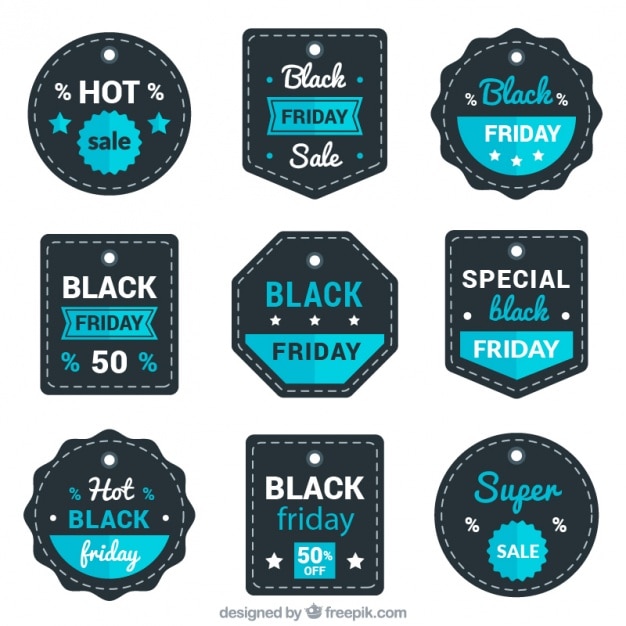 Pack of decorative labels for black friday