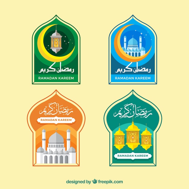 Free vector pack of decorative ramadan stickers