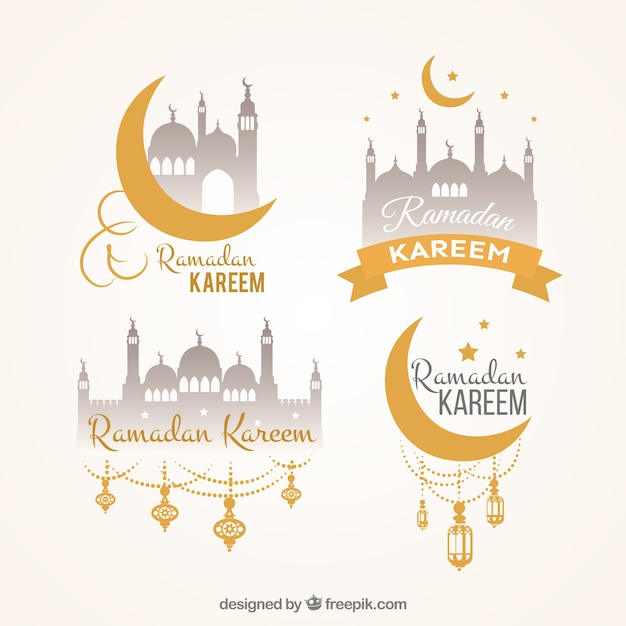Pack of decorative stickers of ramadan kareem