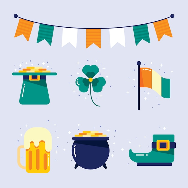 Free vector pack of different colorful st. patrick's day elements