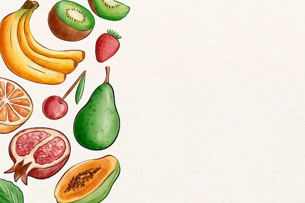 Free vector pack of different fruits with copy space