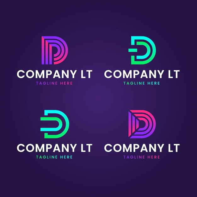 Free vector pack of different gradient d logo