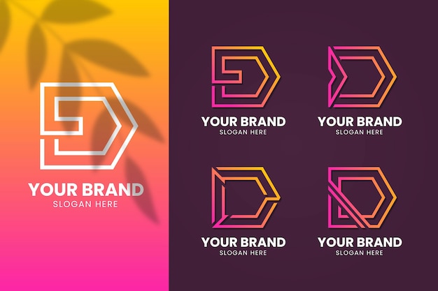 Pack of different gradient d logo